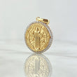 Dije San Benito Medalla 3.1gr / 2.5cm / Texturiizada Circones Blancos Oro Amarillo 18K *