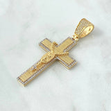 Dije Cruz Virgen Guadalupe Rosario 10gr / 5.7cm / Texturiizado Circones Blancos Oro Amarillo 18K ©