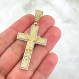 Dije Cruz Virgen Guadalupe Rosario 10gr / 5.7cm / Texturiizado Circones Blancos Oro Amarillo 18K ©