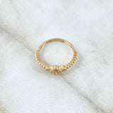 Anillo Trebol Esferas 1.85gr / T6 1/4 / Circones Blancos Oro Amarillo 18K ©