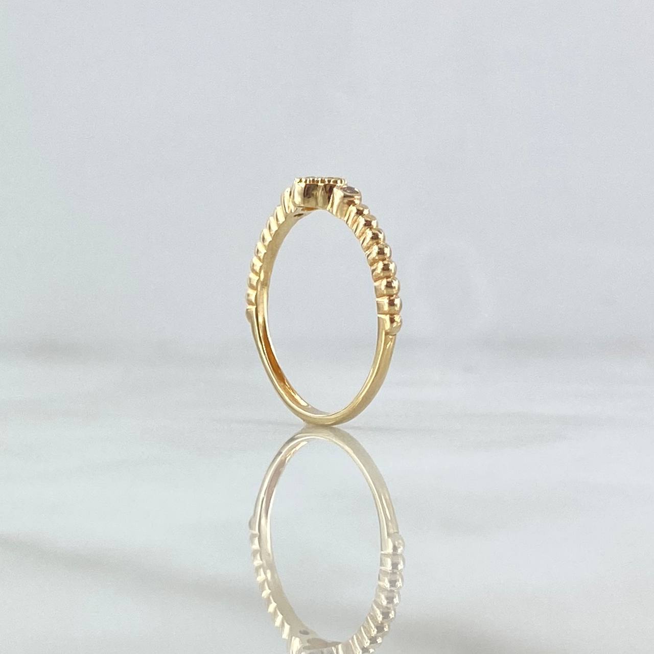 Anillo Trebol Esferas 1.85gr / T6 1/4 / Circones Blancos Oro Amarillo 18K ©