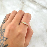Anillo Trebol Esferas 1.85gr / T6 1/4 / Circones Blancos Oro Amarillo 18K ©