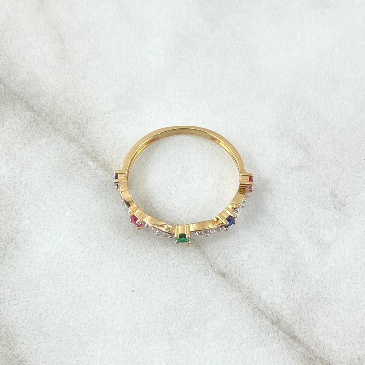 Anillo Lazo Anudado 1.65gr / T6 / Circones Blancos Fucsia Azul Rey Verde Oro Amarillo 18K ©