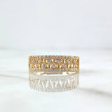 Anillo Copos Escalonados 2.4gr / T6 1/4 / Circones Blancos Oro Amarillo 18K ©