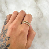 Anillo Copos Escalonados 2.4gr / T6 1/4 / Circones Blancos Oro Amarillo 18K ©