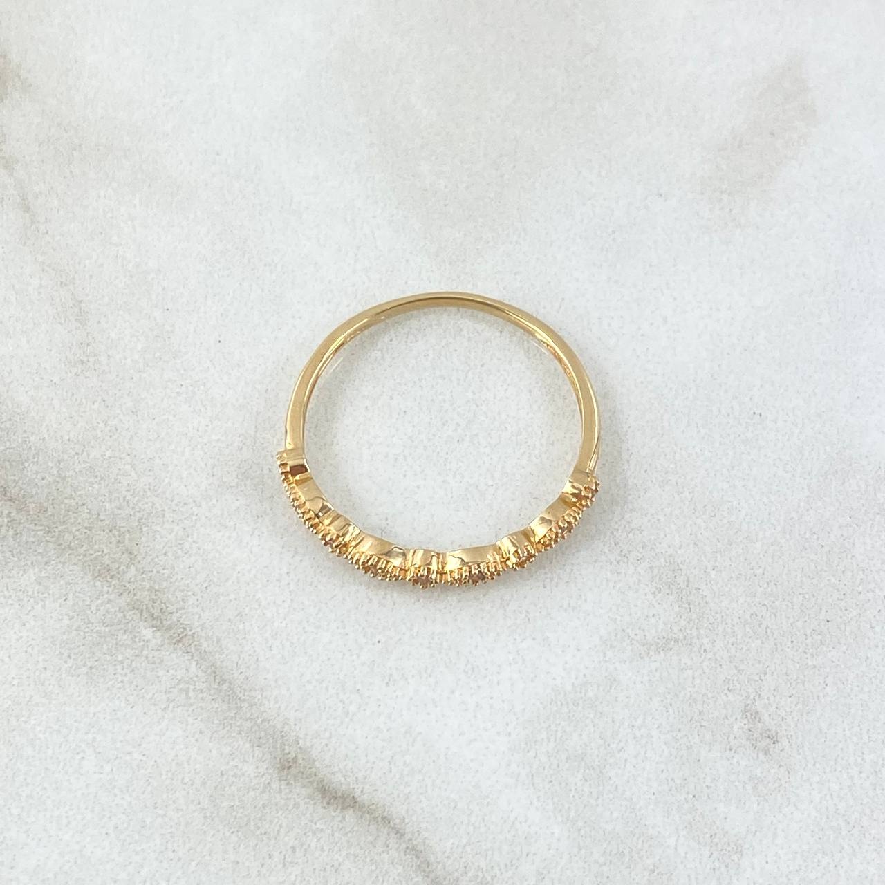 Anillo Linea De Ojos 1.2gr / T6 1/4 / Circones Blancos Oro Amarillo 18K
