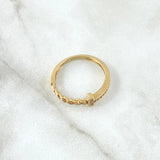 Anillo Medio Cubano T 2gr / T5 1/2 / Circones Blancos Oro Amarillo 18K ©