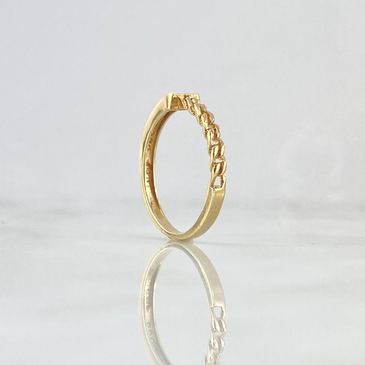 Anillo Medio Cubano T 2gr / T5 1/2 / Circones Blancos Oro Amarillo 18K ©