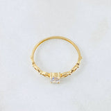 Anillo Solitario Líneas Intercaladas 1gr / T4 1/2 / Oro Amarillo 18K *