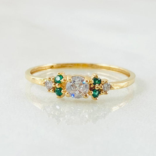 Anillo Solitario Trío Chispa 1gr / T6 / Oro Amarillo 18K *