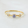 Anillo Solitario Dos Ojos 0.9gr / T6 3/4 / Oro Amarillo 18K *