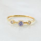 Anillo Solitario Dos Ojos 0.9gr / T6 3/4 / Oro Amarillo 18K *