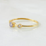 Anillo Solitario Dos Ojos 0.9gr / T6 3/4 / Oro Amarillo 18K *