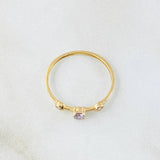 Anillo Solitario Dos Ojos 0.9gr / T6 3/4 / Oro Amarillo 18K *