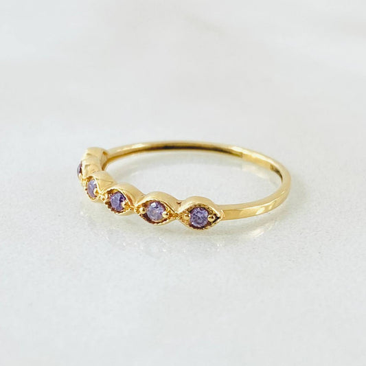 Anillo Línea De Ojos 0.95gr / T4 3/4 / Oro Amarillo 18K *