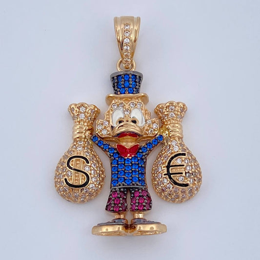 Dije Pato Bolsa de Dinero 10.15gr / 4cm / Oro Amarillo Negro 18K &
