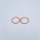 Candongas Aro Rayado 0.55gr / 1.2cm / Diamantado Oro Rosa 18K &