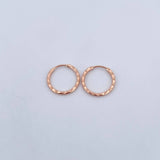 Candongas Aro Rayado 0.55gr / 1.2cm / Diamantado Oro Rosa 18K &