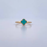 Anillo Trebol 1.95gr / T8 / Piedra Aguamarina Oro Amarillo 18K &