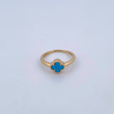 Anillo Trebol 2.15gr / T5 3/4 / Piedra Azul Oro Amarillo 18K &