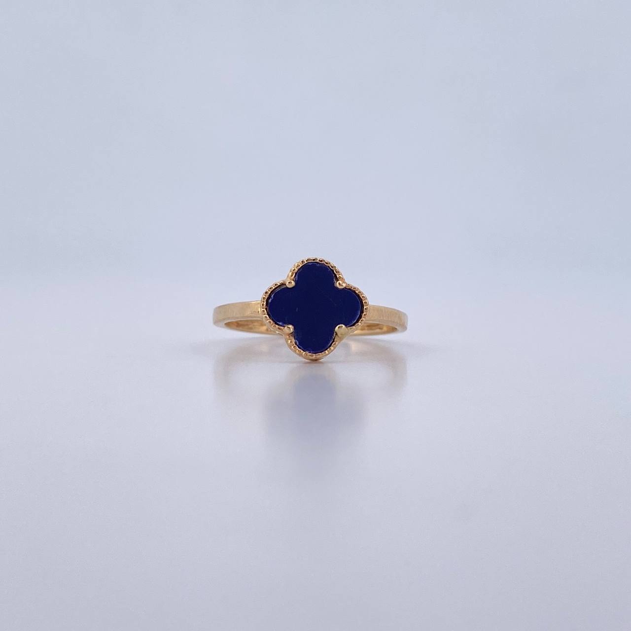 Anillo Trebol 1.5gr / T5 3/4 / Piedra Morada Oro Amarillo 18K &