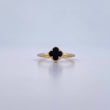 Anillo Trebol 2gr / T7 1/4 / Onix Negra Oro Amarillo 18K &