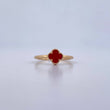Anillo Trebol  1.85gr / T6 3/4 / Piedra Roja Oro Amarillo 18K &