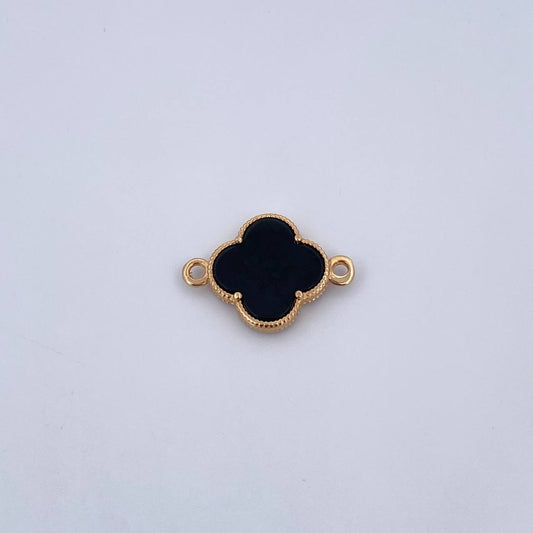 Herraje Trebol 1.5gr / 2cm / Onix Negra Oro Amarillo Nac.Esp. 18K &