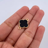 Herraje Trebol 1.5gr / 2cm / Onix Negra Oro Amarillo Nac.Esp. 18K &