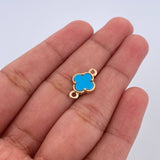 Herraje Trebol 0.75gr / 1.5cm / Piedra Azul Oro Amarillo Nac.Esp. 18K &