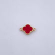 Herraje Trebol 0.9gr / 1.7cm / Piedra Roja Oro Amarillo Nac.Esp. 18K &