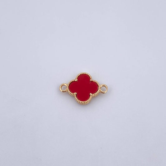 Herraje Trebol 0.95gr / 1.7cm / Piedra Roja Oro Amarillo Nac.Esp. 18K &