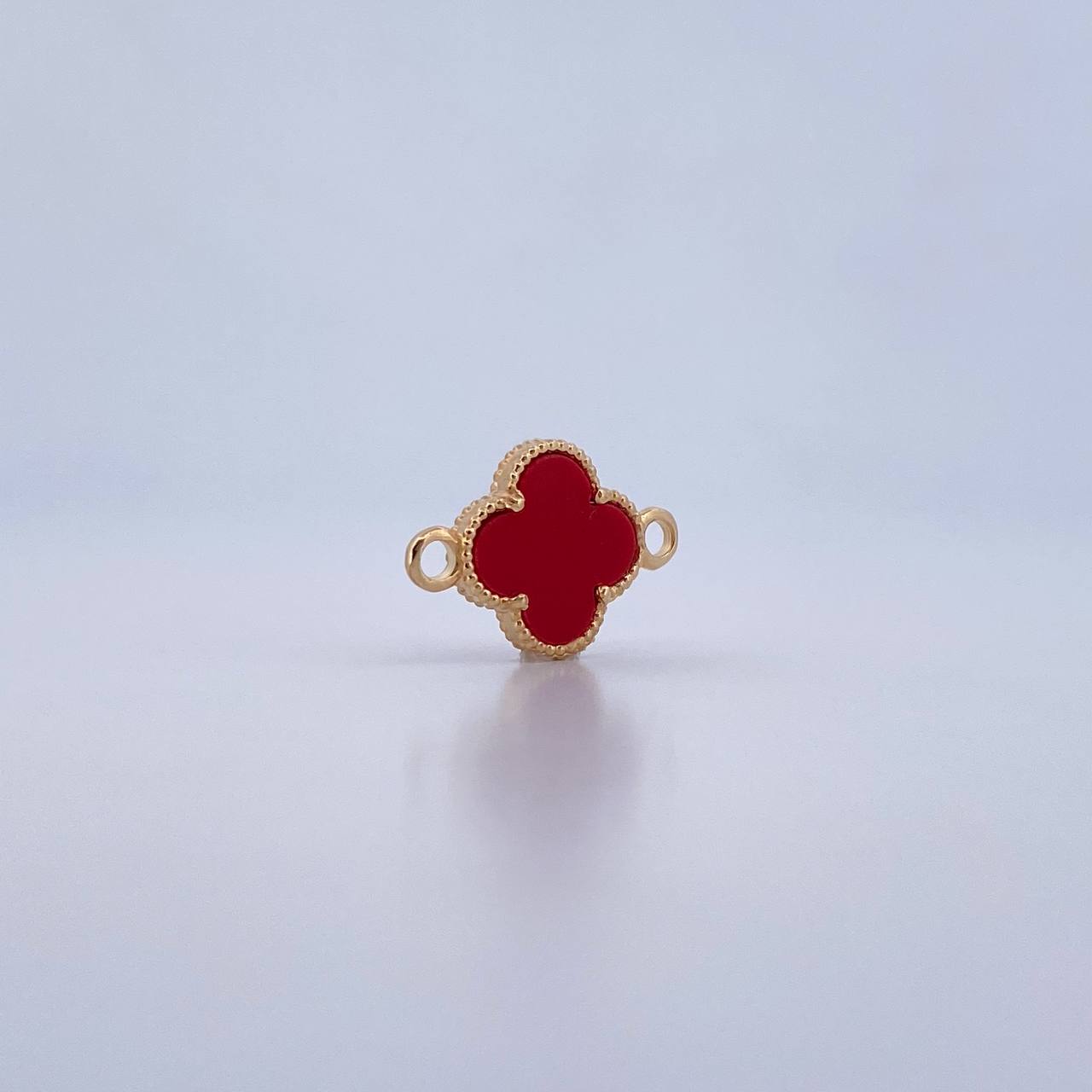 Herraje Trebol 0.95gr / 1.7cm / Piedra Roja Oro Amarillo Nac.Esp. 18K &