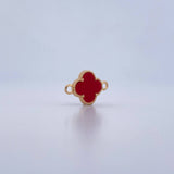 Herraje Trebol 0.95gr / 1.7cm / Piedra Roja Oro Amarillo Nac.Esp. 18K &