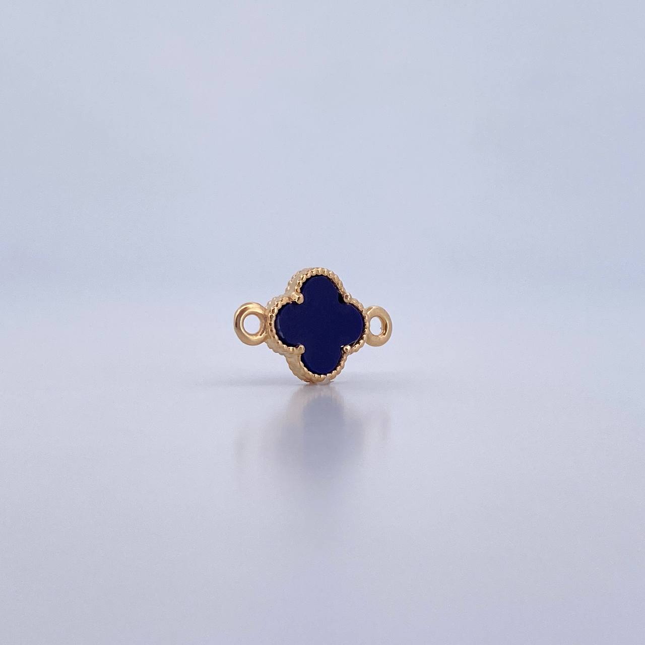 Herraje Trebol 0.7gr / 1.5cm / Piedra Morado Oro Amarillo Nac.Esp. 18K &