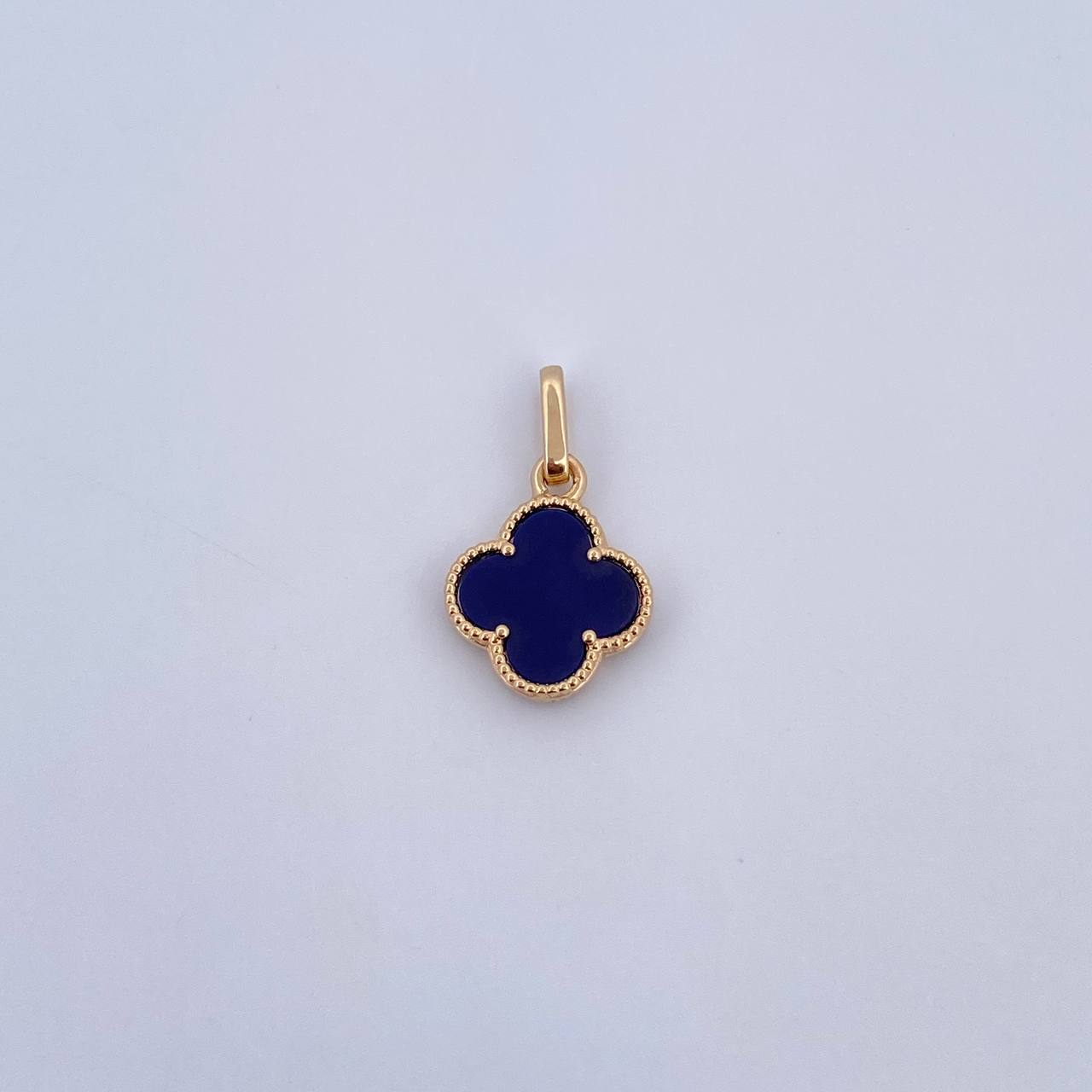 Dije Trebol 1.1gr / 1.9cm / Piedra Morada Oro Amarillo Nac.Esp. 18K &