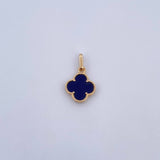 Dije Trebol 1.1gr / 1.9cm / Piedra Morada Oro Amarillo Nac.Esp. 18K &