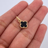 Dije Trebol 1gr / 1.7cm / Onix Negra Oro Amarillo Nac.Esp. 18K &