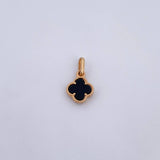 Dije Trebol 1gr / 1.7cm / Onix Negra Oro Amarillo Nac.Esp. 18K &
