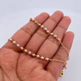 Rosario Virgen Milagrosa 6.7gr / 50.4cm / 2.9mm Bolas Diamantadas Tres Oros 18K &