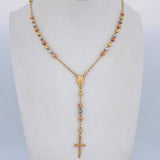 Rosario Virgen Milagrosa 6.7gr / 50.4cm / 2.9mm Bolas Diamantadas Tres Oros 18K &