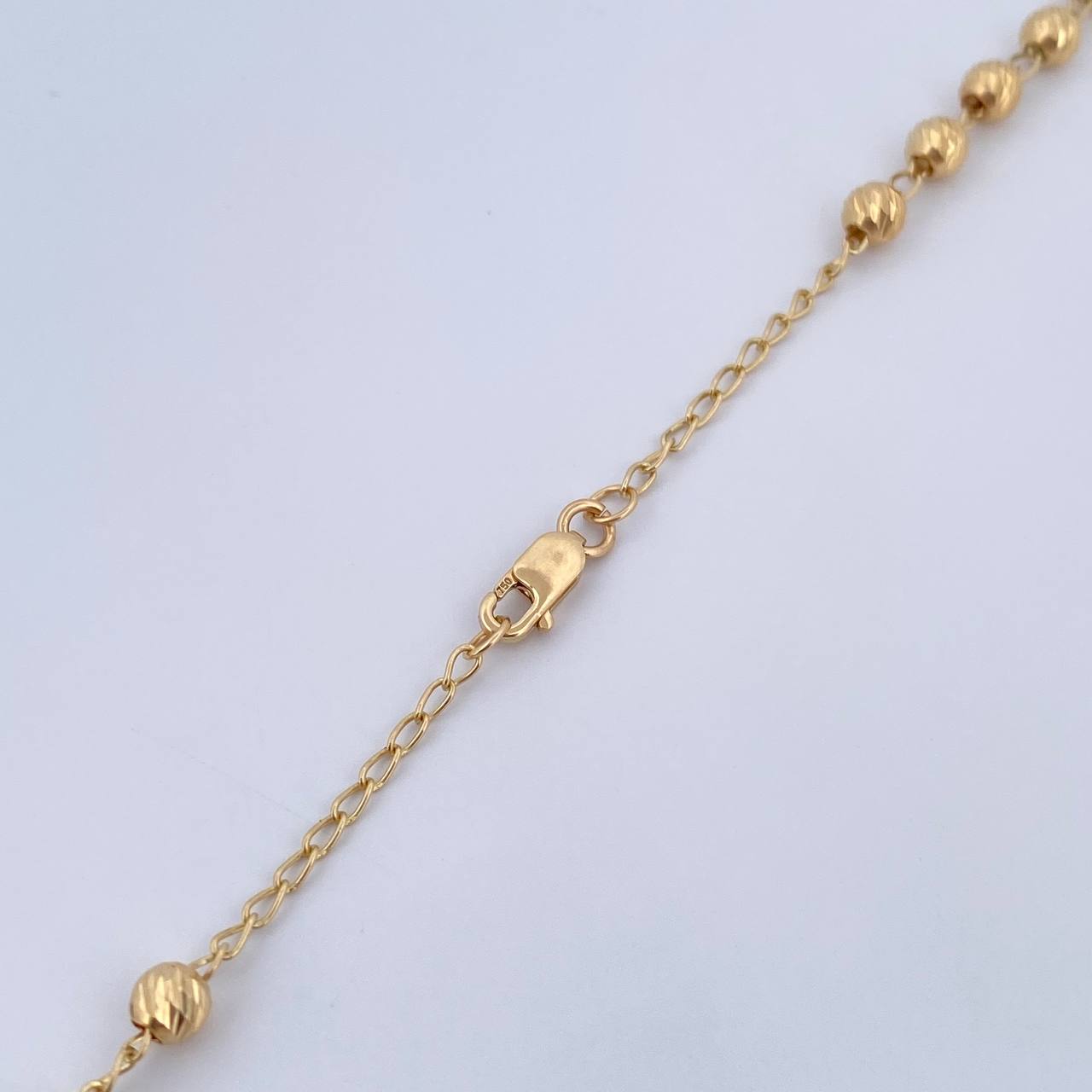 Rosario Virgen Milagrosa 11.15gr / 56cm / 3.7mm Bolas Diamantadas Oro Amarillo 18K &