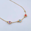 Cadena Aro Seguido Letra A Corazones 3.6gr / 46.6cm / 3mm Bolas Diamantadas Morado Rojo Azul Oro Amarillo 18K &