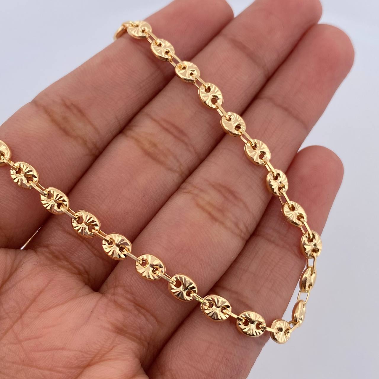 Tobillera GC 4.05gr / 21.3cm / 3.2mm Diamantada Oro Amarillo 18K &
