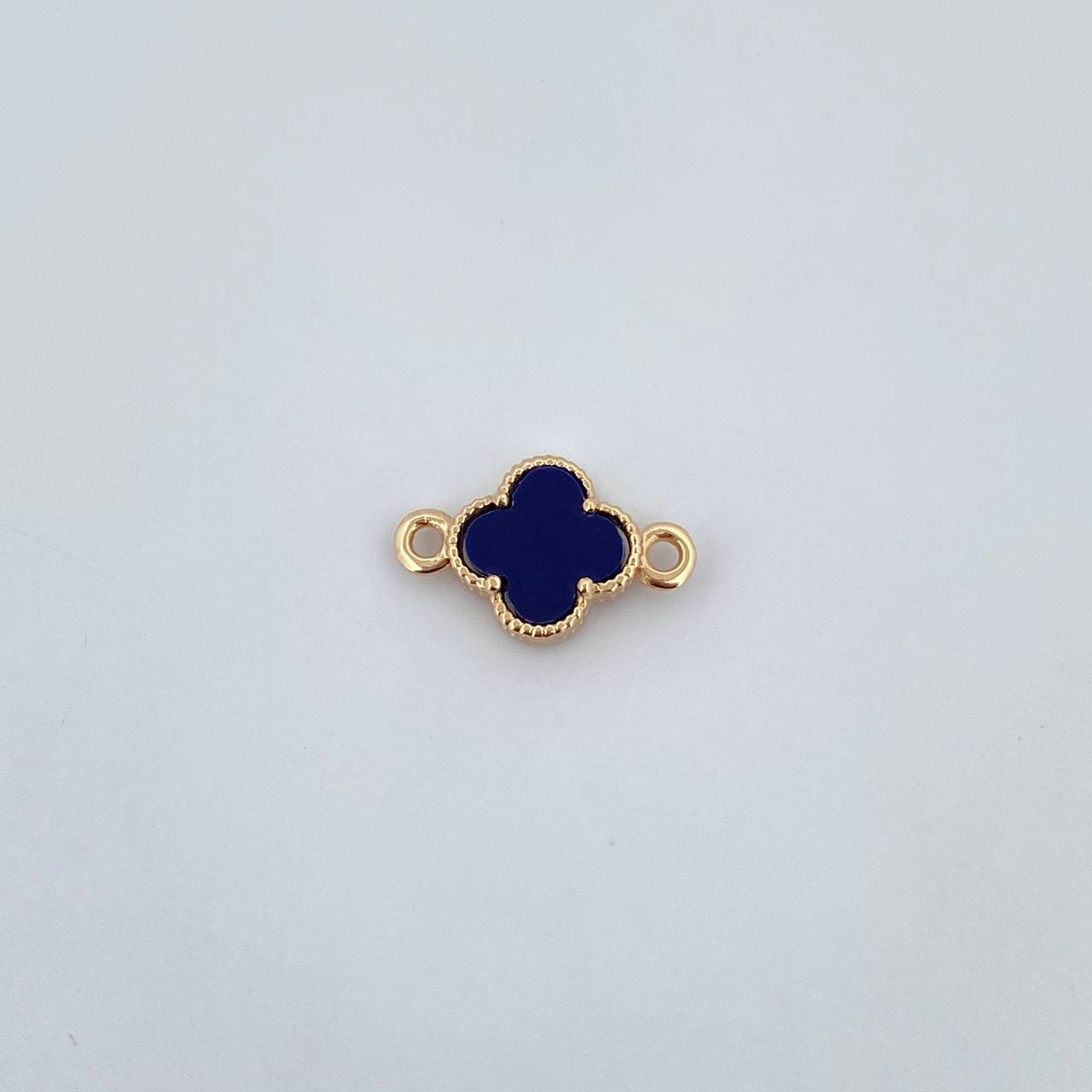 Herraje Trebol 0.7gr / 1.5cm / Piedra Morado Oro Amarillo Nac.Esp. 18K &