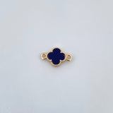 Herraje Trebol 0.7gr / 1.5cm / Piedra Morado Oro Amarillo Nac.Esp. 18K &
