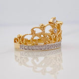 Anillo Corona 4.6g / T6 Dos Oros Amarillo Blanco 18K