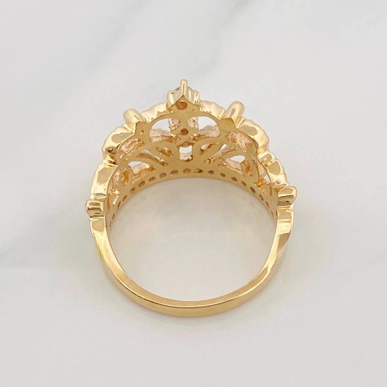 Anillo Corona 4.6g / T6 Dos Oros Amarillo Blanco 18K