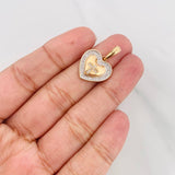 Dije Corazón Cruz 2.7g / 2.5cm Dos Oros Amarillo Blanco 18K