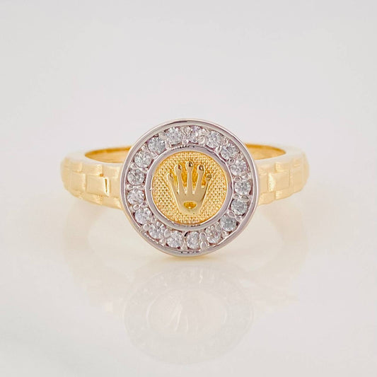 Anillo Correa Corona 3.25g / T5 3/4 Dos Oros Amarillo Blanco 18K